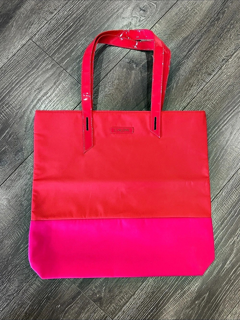Lancôme Red Pink Colorblock Tote Bag Flamingo Lining